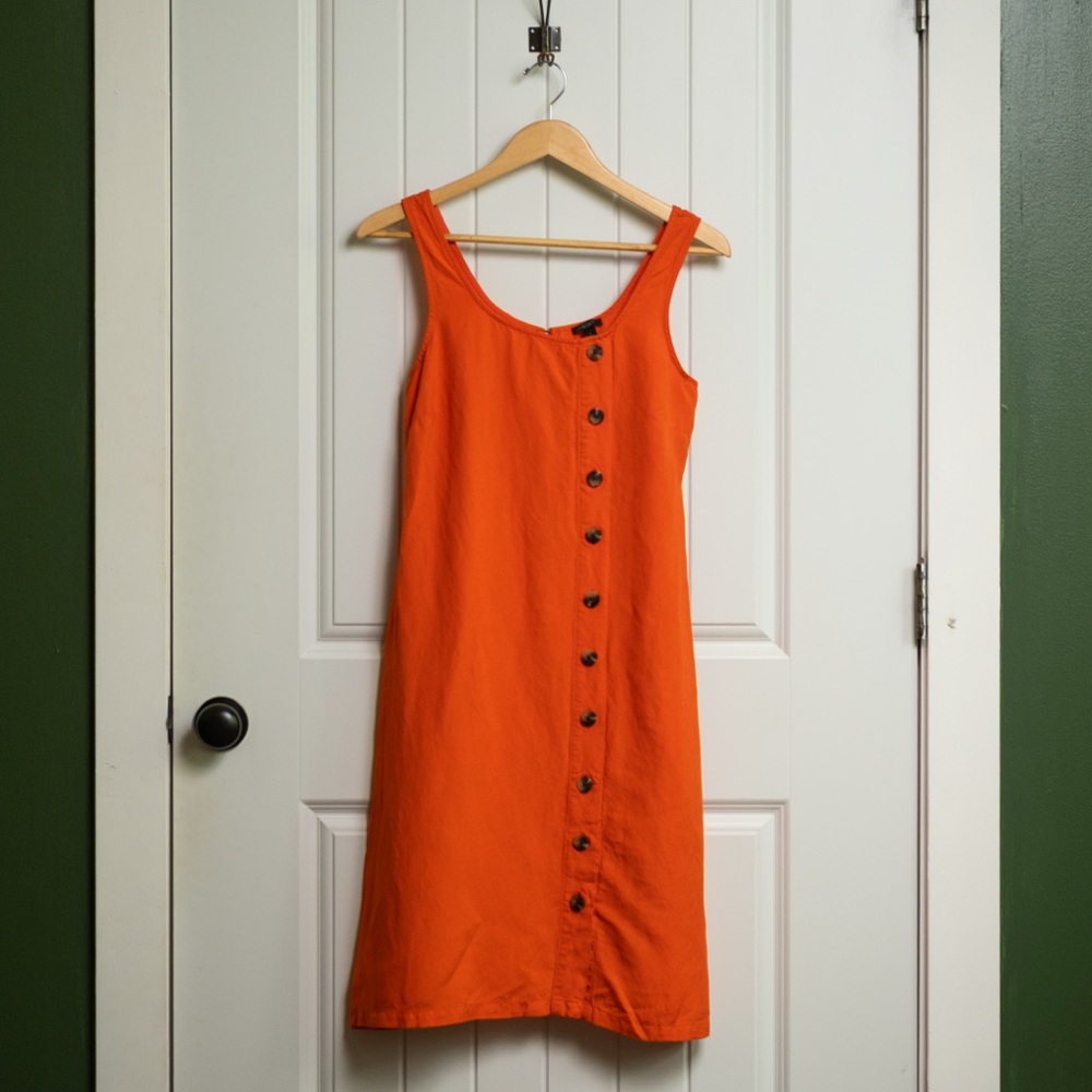 Ann Taylor Factory Vibrant Orange Sleeveless Midi Dress